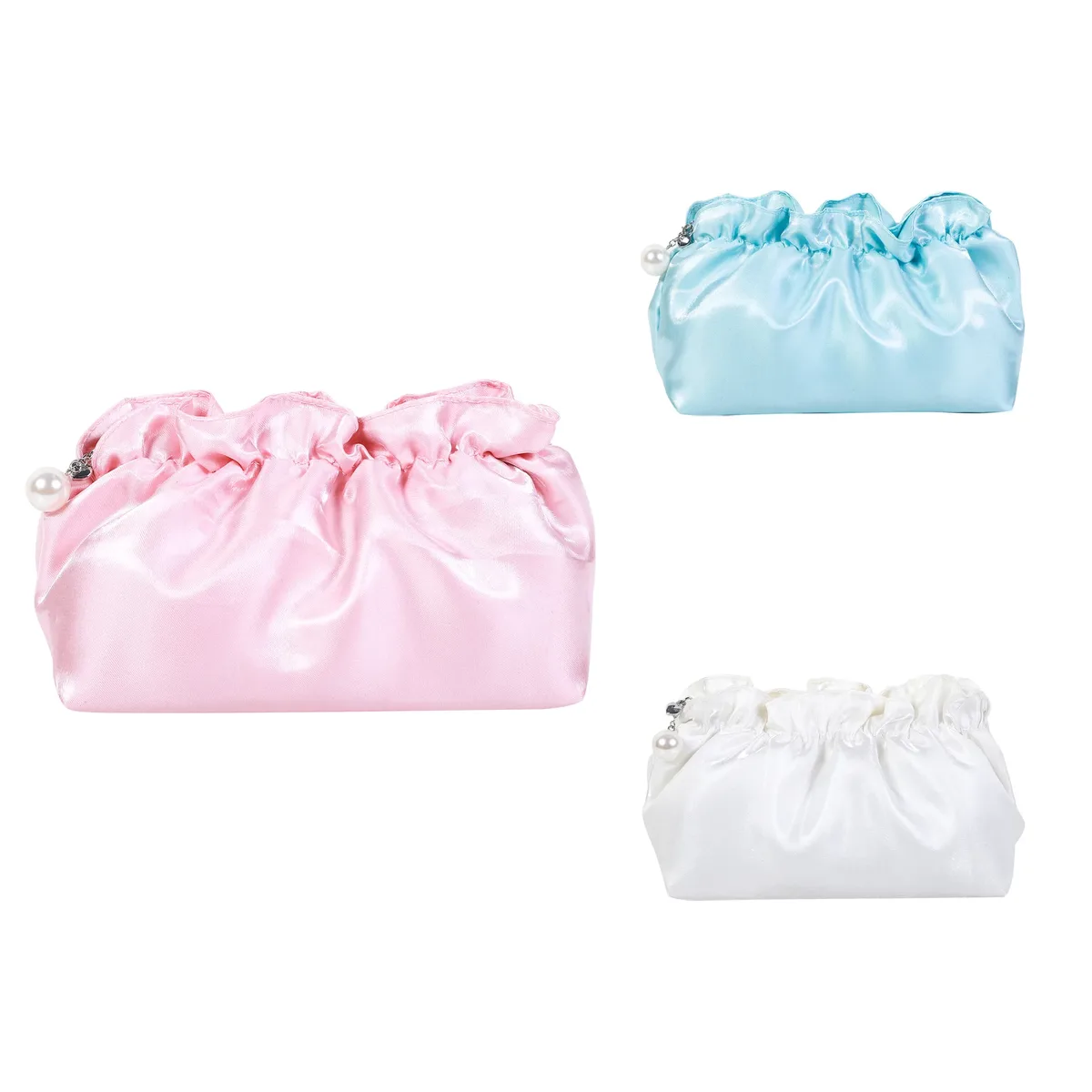 sac de maquillage soyeux de haute qualité, sac de voyage portable en nuage plissé haut de gamme pour femmes, sac de lavage et de rangement de cosmétiques 2025