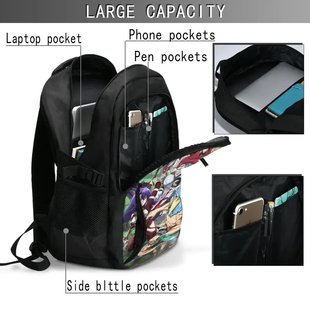 sac à dos de voyage pour ordinateur portable anime shangri-la frontier, sac à dos pour ordinateur portable professionnel résistant à l'eau avec port de chargement usb, sac d'université
