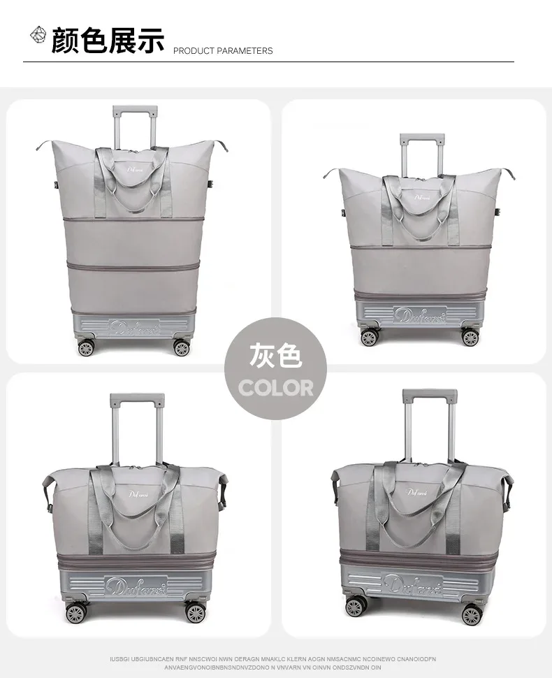 sac de voyage grande capacité à roulettes en tissu oxford, sac de sport à bandoulière, sac à bagages portable extensible et pratique