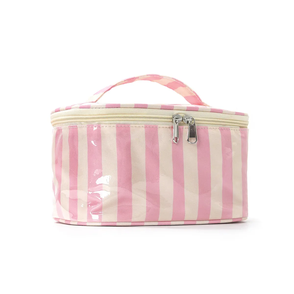sac cosmétique à rayures en pvc de grande capacité, sac de rangement pour articles de toilette pour femmes, sac de maquillage portable, sac de voyage pour voyage d'affaires, soins de la peau