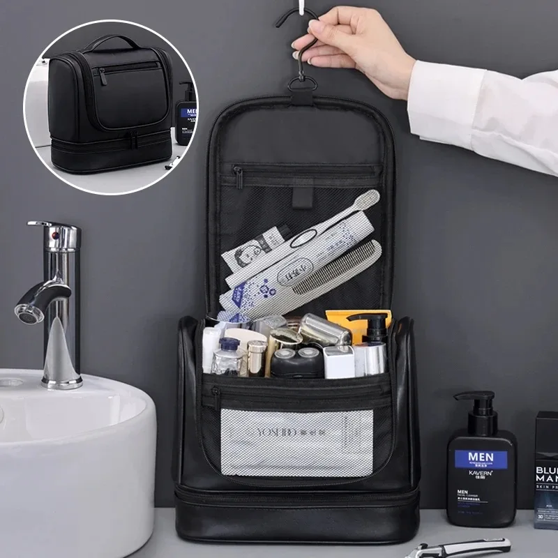trousse de toilette d'affaires transfrontalière pour hommes, sac de maquillage étanche multifonctionnel haut de gamme de grande capacité, sac de rangement à main