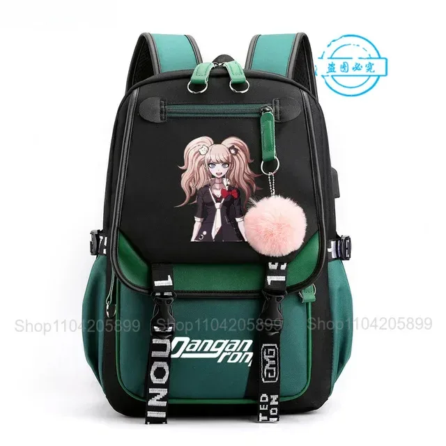 sac à dos danganronpa anime mochila, sac d'école pour étudiants, sac de voyage avec port usb, sacoche décontractée pour ordinateur portable, grand sac messager, cadeau