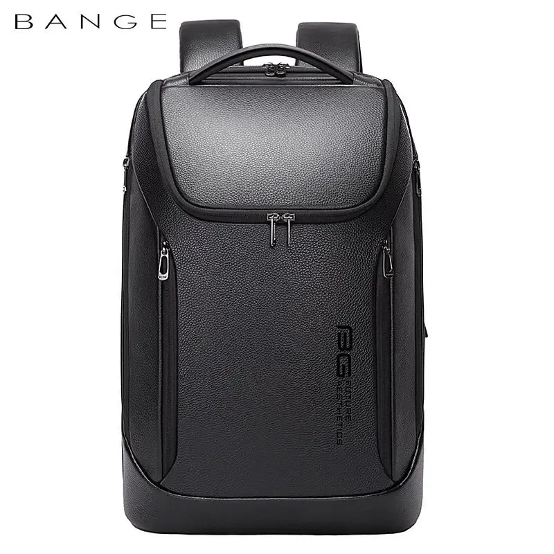 Sac Dos Cuir Vache Polyester Antivol Élégant Noir Texturé Glissières Latérales Bandes Ergonomiques Compartiment Ordinateur Portable 20 35 Litres Transport Voyage Affaires École