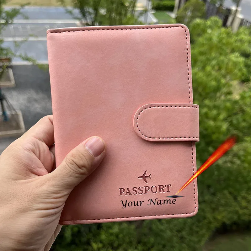 couverture de passeport en cuir pu avec noms personnalisés pour femmes du monde entier, couvertures de voyage, porte-passeport rose