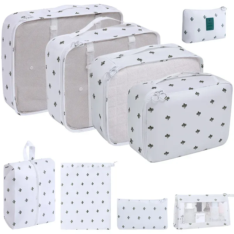 7/8/9 pièces nouvel ensemble organisateur de voyage sacs de rangement grande capacité valise stockage bagages vêtements tri organisateur ensemble pochette à chaussures