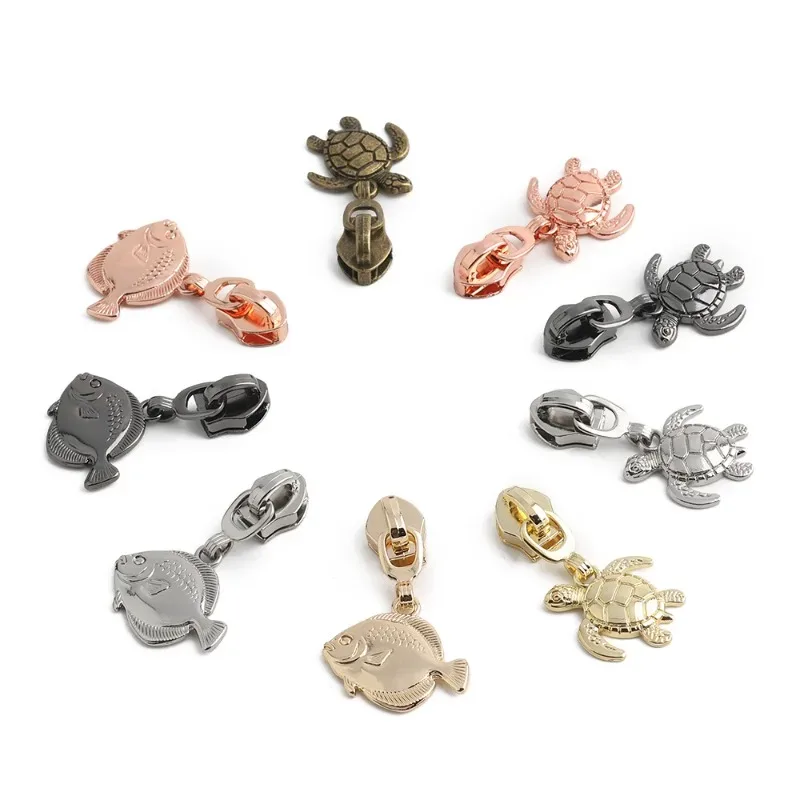 5/10/15/20pcs animaux marins # 5 têtes de fermeture éclair en nylon, curseurs de fermeture éclair pour la décoration de bagages, vestes et sacs à dos, accessoires diy