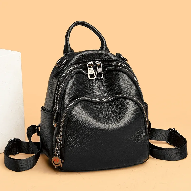 Sac à dos en cuir véritable de haute qualité pour femmes, sac à dos de voyage de luxe pour dames, sac à bandoulière pour filles, sac d'école en cuir de vache, Mochila