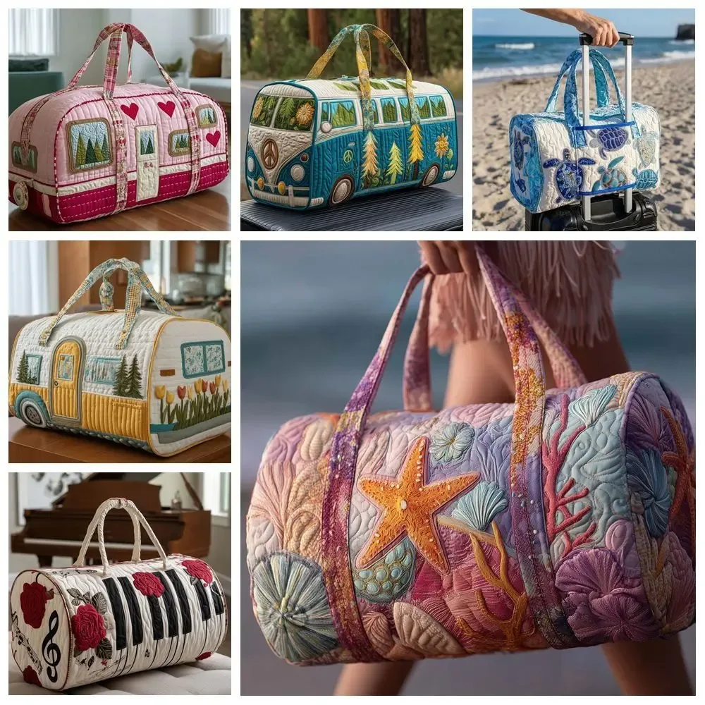 sac de sport matelassé pliable de haute qualité, imprimé floral, sac de voyage souple grande capacité, grand sac de camping 3d