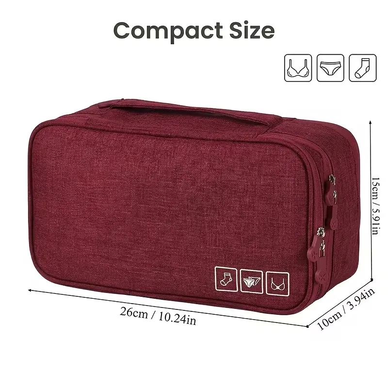 organisateur de sous-vêtements de voyage portable – pliable – sac de rangement à fermeture éclair pour soutiens-gorge, chaussettes et sous-vêtements – organisateur de valise compact