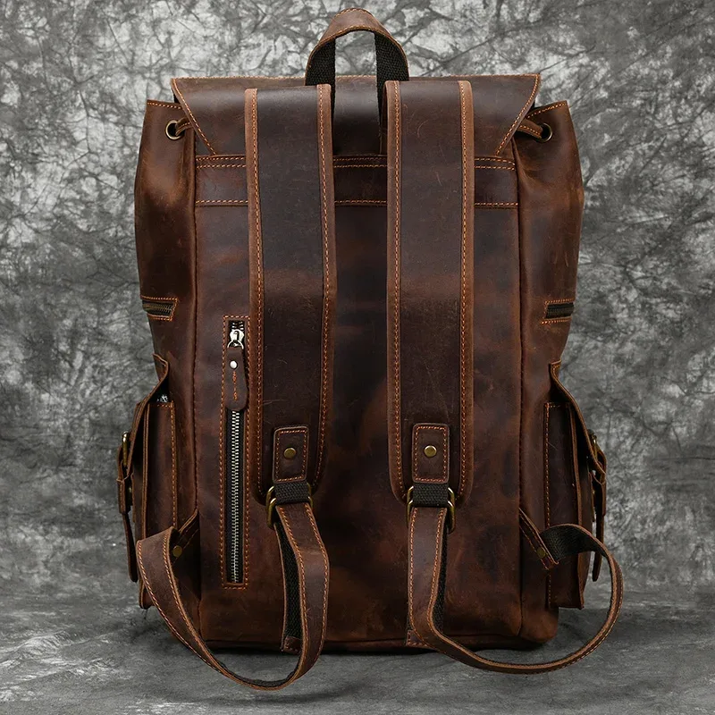 2025 nouveautés sac à dos en cuir pour hommes mâle en cuir véritable ordinateur portable voyage sac à dos 17 pouces sac à dos sac choisi hommes mâle grand