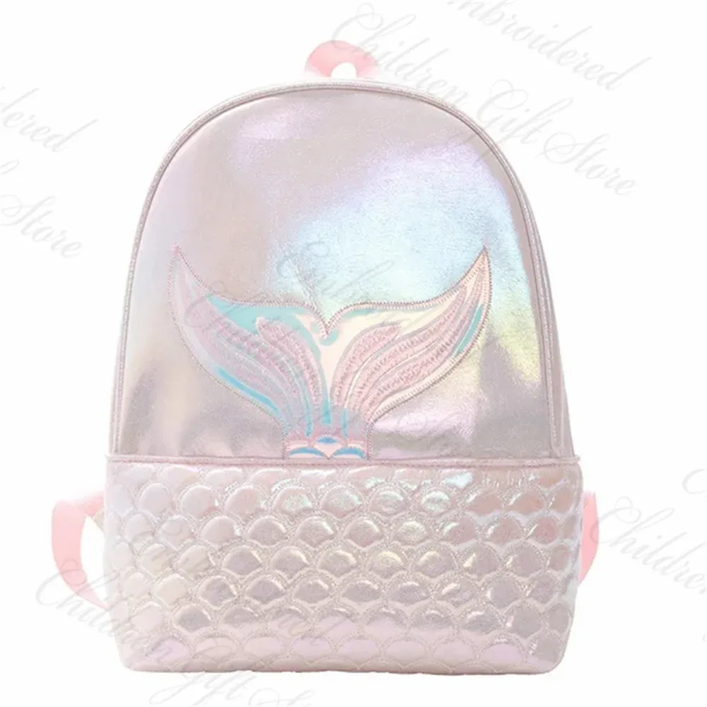 sac d'école pour fille motif sirène mignon, personnalisable avec nom, sac à dos de voyage pour collations, nom brodé, sac cadeau pour enfants