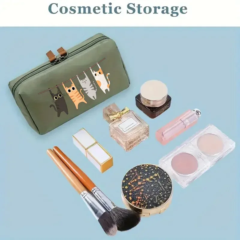 trousse de toilette de voyage charmante pour femme, organisateur de cosmétiques compact à fermeture éclair, sac de rangement portable pour maquillage, accessoires de voyage pour bagages