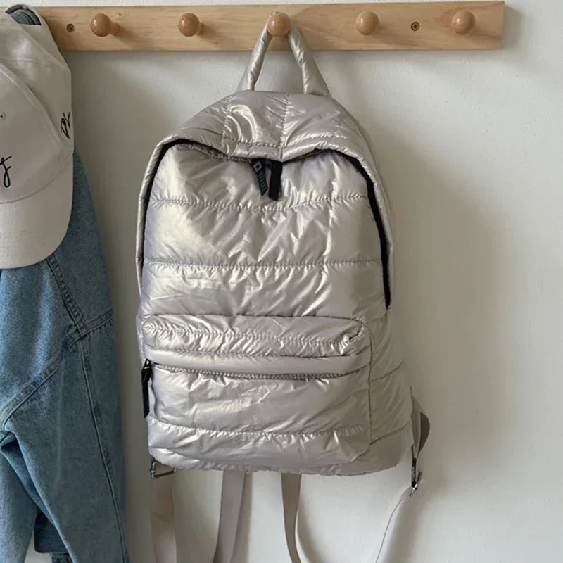 sac à dos d'école rembourré en coton imperméable pour femme, sac à dos décontracté pour femme, sacs de voyage, mode initiée, automne, hiver