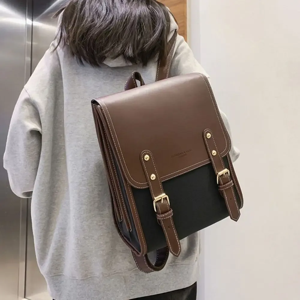 sac à dos japonais simple en cuir pu, style preppy, sacs à dos pour ordinateur portable de grande capacité, sacs de voyage