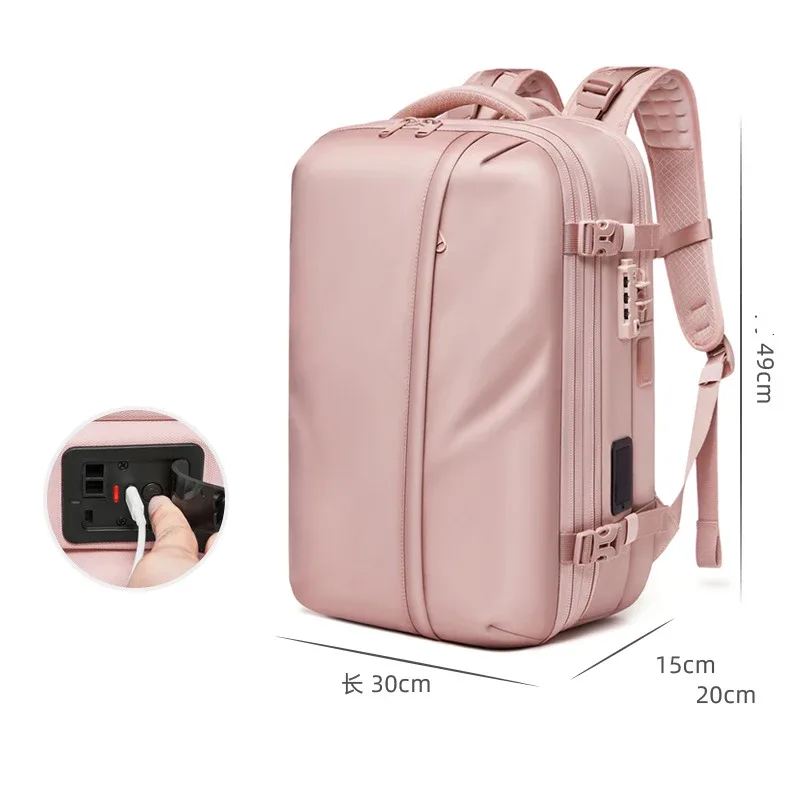 sac à dos de voyage pour homme avec pompe de compression à démarrage rapide, sac à dos pour ordinateur portable 17 pouces, randonnée, affaires, 60l, sac à dos scolaire extensible