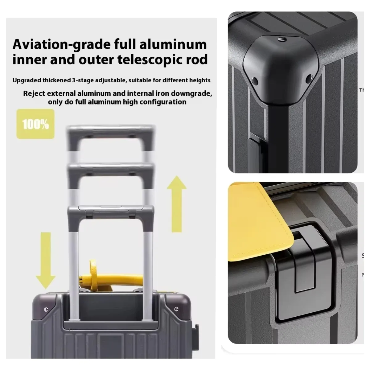 valise de voyage miniature à roulettes de 14 pouces, bagage cabine avec serrure tsa, cadre en aluminium, roues pivotantes, sac pour enfant