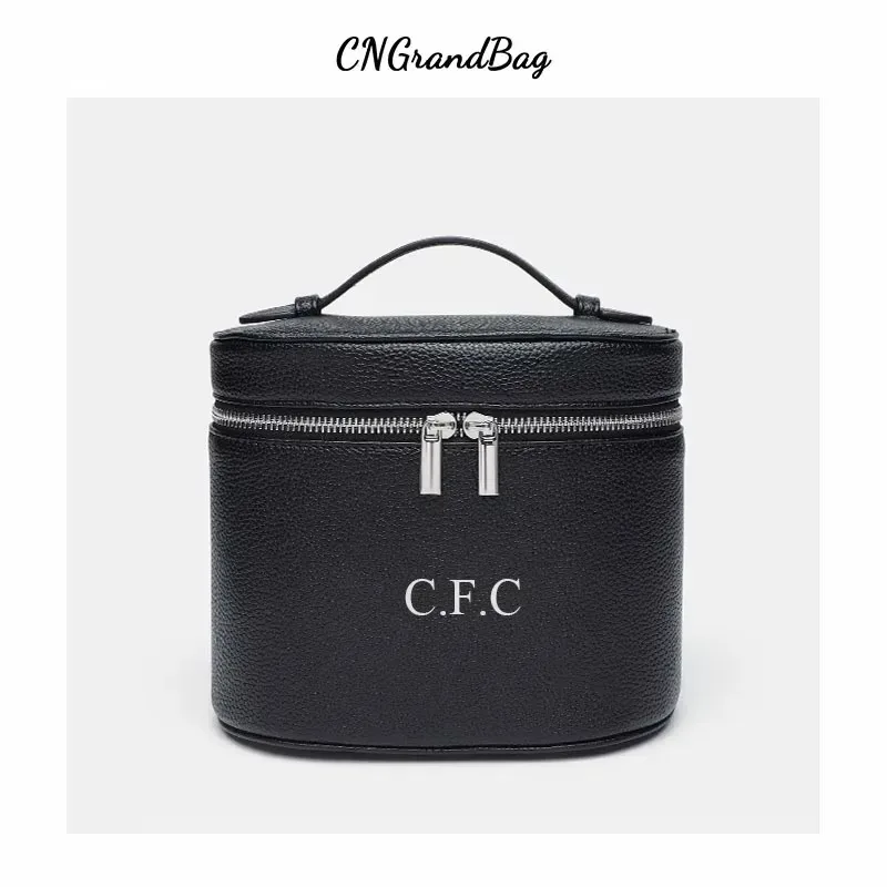 sac de rangement de voyage portable avec nom personnalisé gratuit, sac à cosmétiques amovible avec compartiment de lavage séparé en cuir de galets