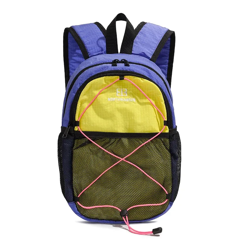 sac dos toile beige bandes noires poche intérieure fendue ceintures jacquard randonnée sport décontracté