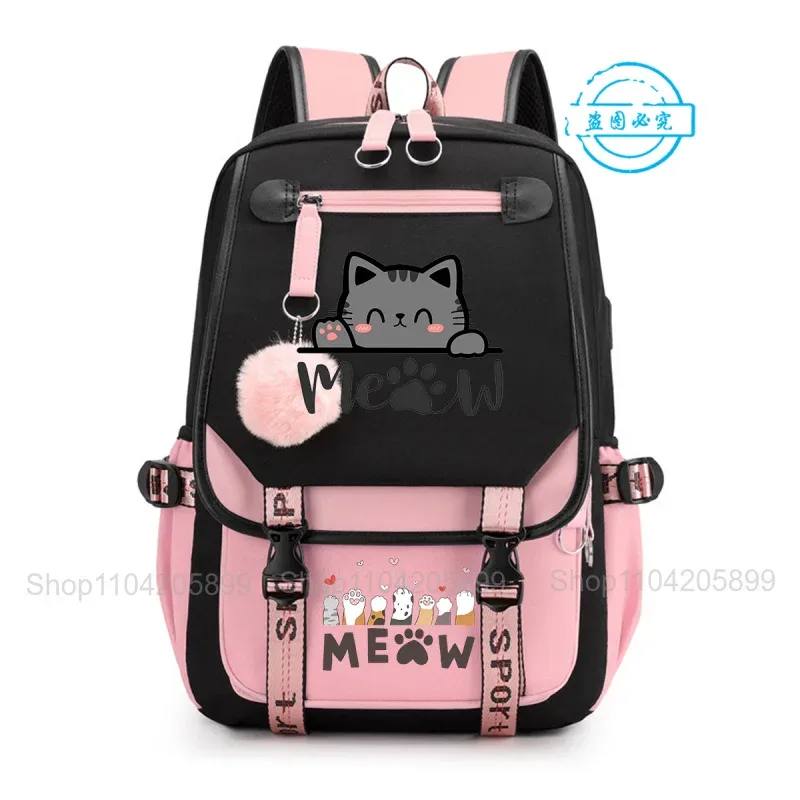 sac à dos chat empilé mignon, amusant, style anime, pour étudiants, garçons et filles, mochilas, sac de cours quotidien, sac à dos décontracté portable