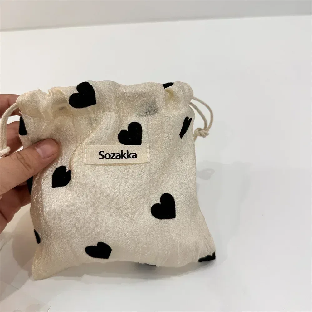 sacs à cordon college d'amour pour filles, sac de rangement pour pièces de monnaie, clé, rouge à lèvres, sac à poussière pour bijoux, sacoche de toilette portable, pigeza, l, m, s