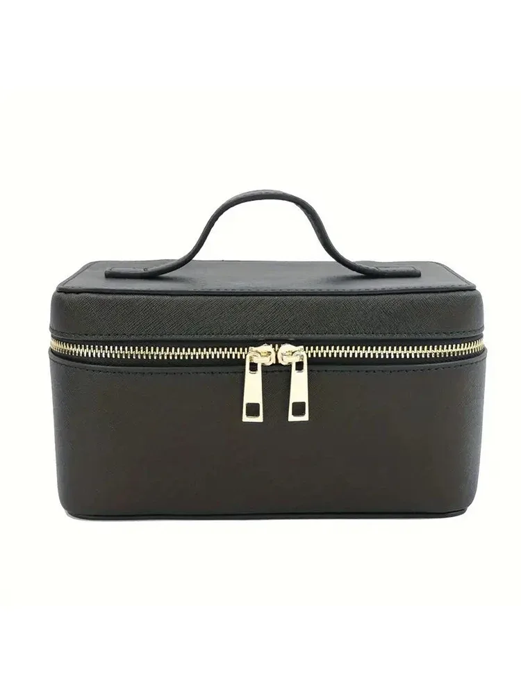 saffiano – trousse de toilette de voyage en croûte de cuir pour femmes, trousse de toilette de voyage personnalisée, boîte de rangement de maquillage suspendue portable, kit dopp, sac à cosmétiques
