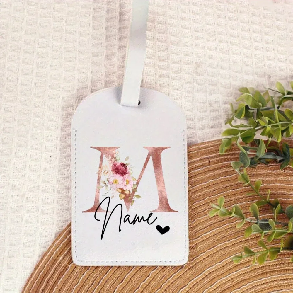 étiquette de bagage personnalisée avec nom | accessoires de voyage portables personnalisés en pu, avec monogramme imprimé tendance, idéaux pour les fêtes