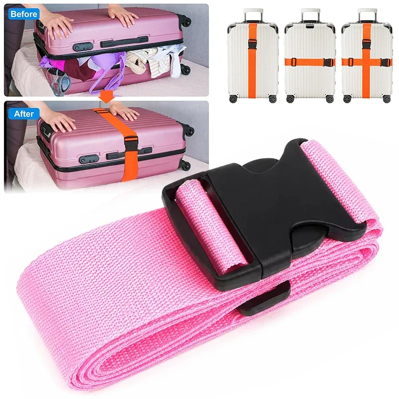 sangle de bagage réglable de 2 m, ceinture croisée pour voyage, sangle de valise en nylon avec boucle de verrouillage, accessoires pour sacs de camping.