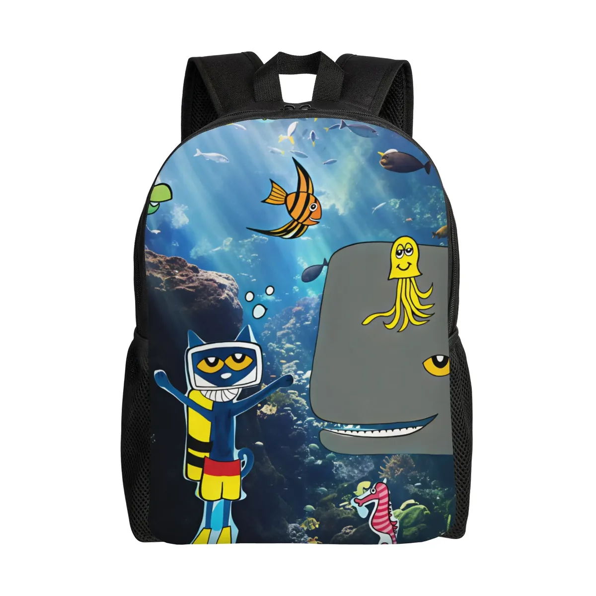 sac à dos élégant pete cat pour femmes et hommes, style outdoor, grands sacs de lycée, sac à dos de créateur