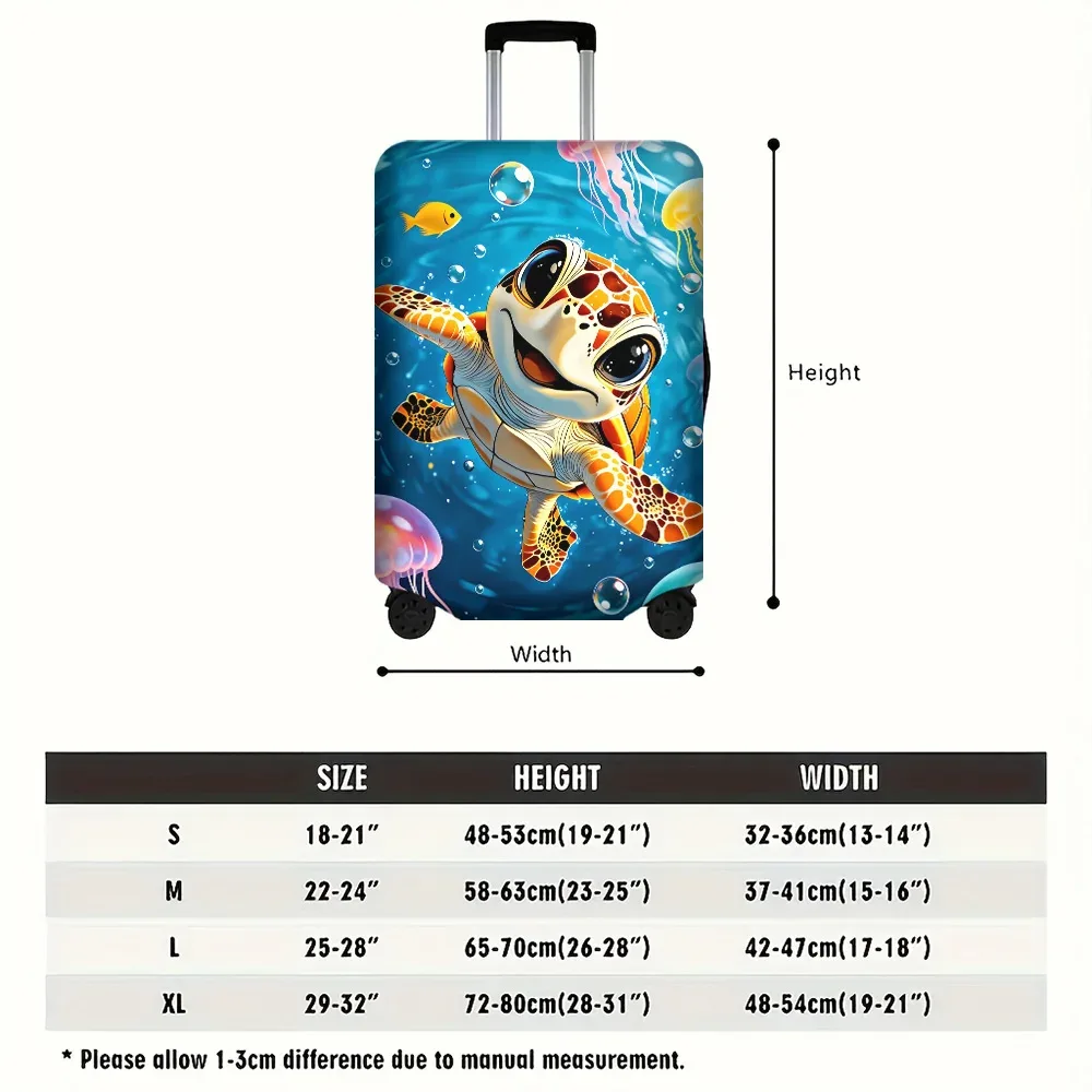 housse valise polyester imprimé tortue marine sourire bubbles méduses bleu rouge noir protection voyage