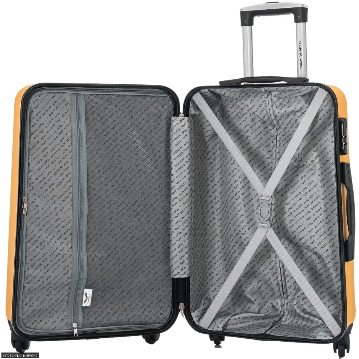 ensemble de 3 valises rigides xl 20 ", 24 ", 28 " (75x47x28 cm/66x42x24 cm) et valise cabine 55x35x22 cm kestrel abs+, avec poignée télescopique réglable et 4 roues pivotantes à 360°. ° serrure à code, bagage à main rose doré/champagne/jaune/bleu marine/noir