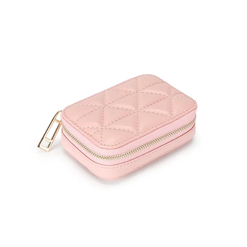 organisateur voyage cuir vache motif rayé blanc noir rose bleu carré zip décontracté cosmétiques maquillage