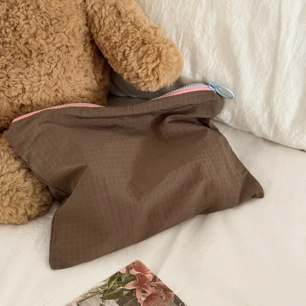 nouvelle trousse de maquillage à carreaux pour femmes, grande capacité, pochette à fermeture éclair en nylon, pochette de voyage, organisateur de cosmétiques, sac de rangement à fermeture éclair, косметика