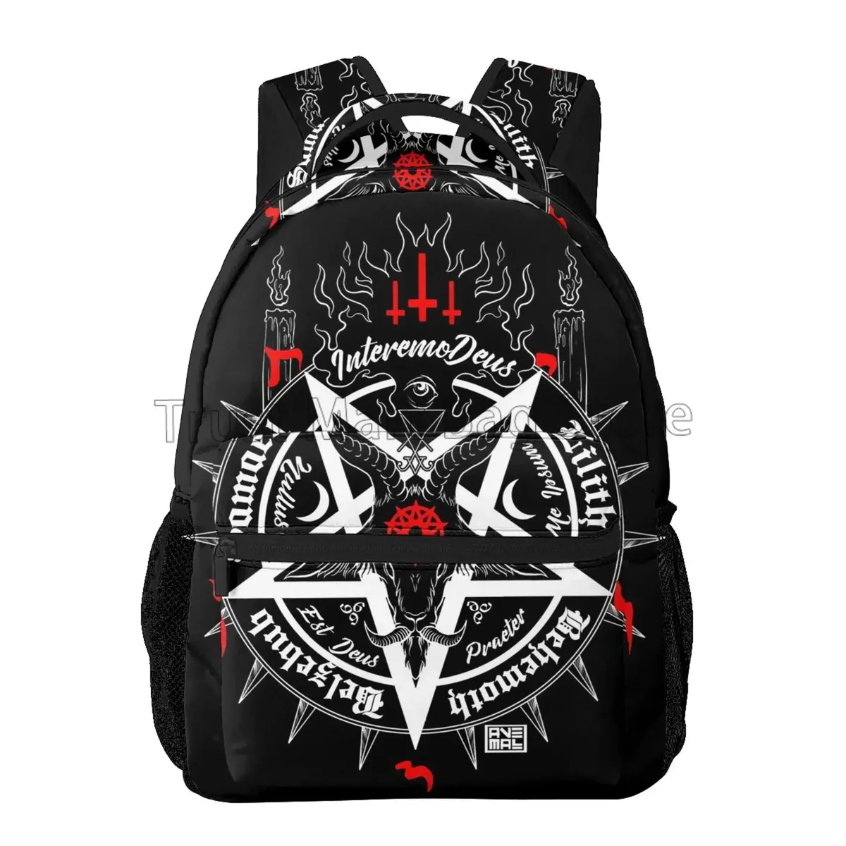 satanique occulte noir satan crâne tête de chèvre morte impression graphique sac à dos pour ordinateur portable unisexe grands sacs à bandoulière décontractés voyage sac à dos