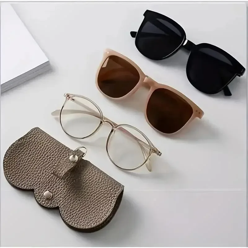 étui à lunettes en cuir pu gaufré litchi, mignon, avec cordon, pour lunettes de soleil et de lecture, sac de rangement portable de voyage
