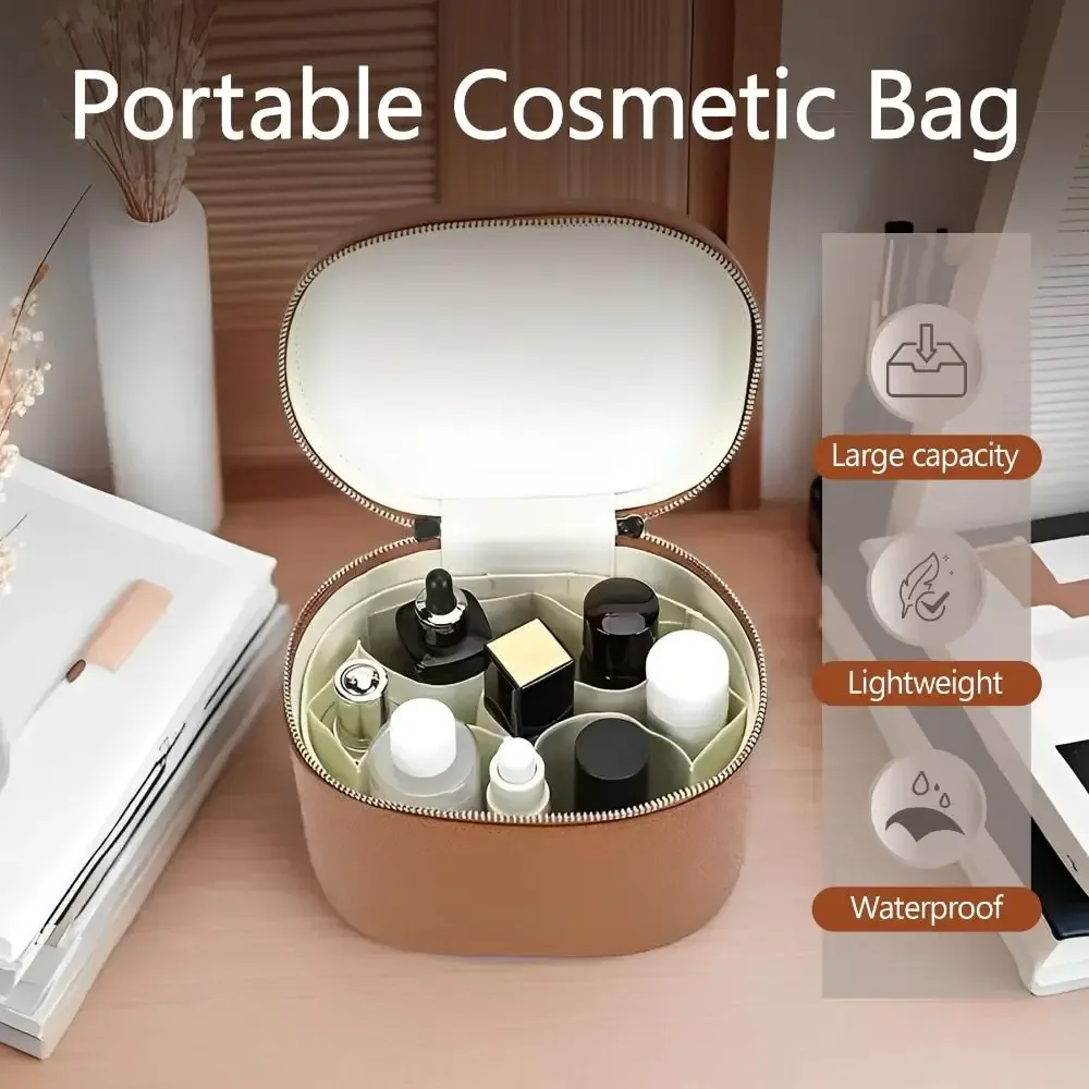 organisateur voyage polyester décontracté ovale marron noire rose grains cuir poignée glissière cosmétiques compression chaussures pochette housse vêtements