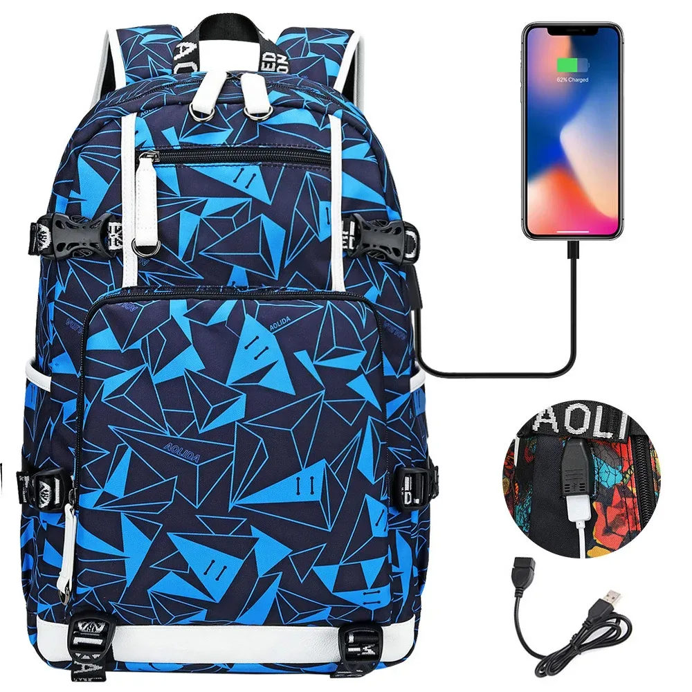 sac à dos d'école étanche pour adolescents, sac de voyage pour ordinateur portable, sac à dos de chargement usb, grand, multifonction, mode, hommes et femmes