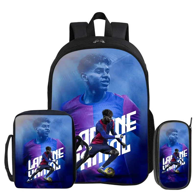 ensemble de 3 sacs à dos pour enfants, sac à dos de sport de football, sac à dos de star du football l-lamin yamal, sac à bandoulière pour étudiants, sacs à crayons