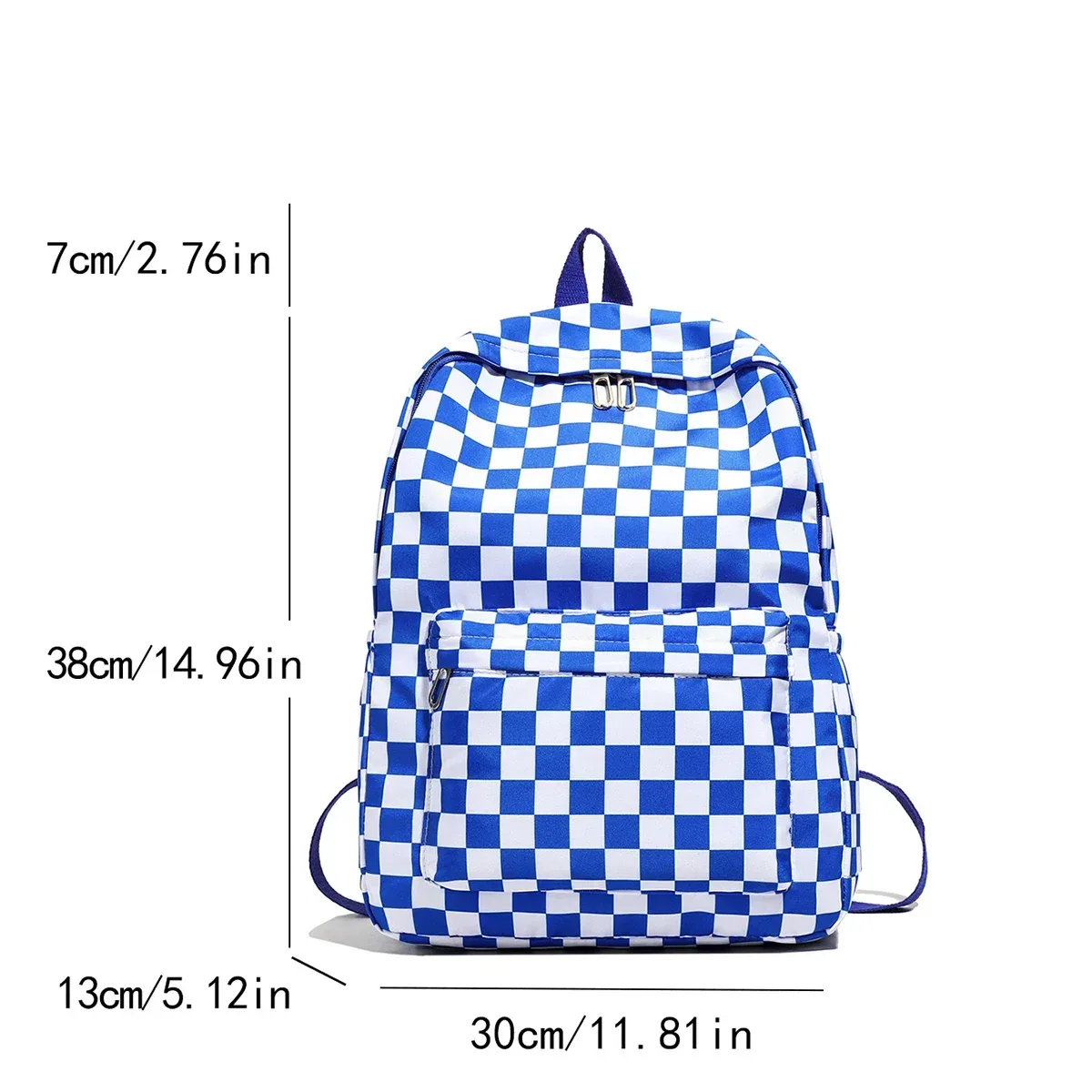 sac à dos pour ordinateur portable à motif damier pour femme, ensemble bandoulière imprimé tendance, multi-poches, bretelles réglables – indispensable pour les trajets sur le campus
