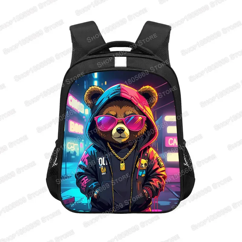 sac à dos kawaii graffiti bear print pour enfants, sac à dos de voyage pour adolescents, hip hop, sacs d'école pour enfants, cadeau pour enfants de 3 à 18 ans, 14 po, 16 po
