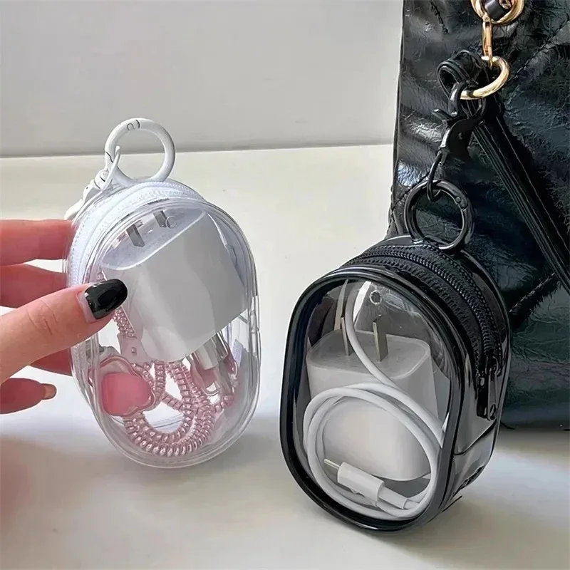 Mallette de rangement pour chargeur, sac de rangement Transparent pour câble de données, organisateur de voyage étanche, étui de protection pour chargeur