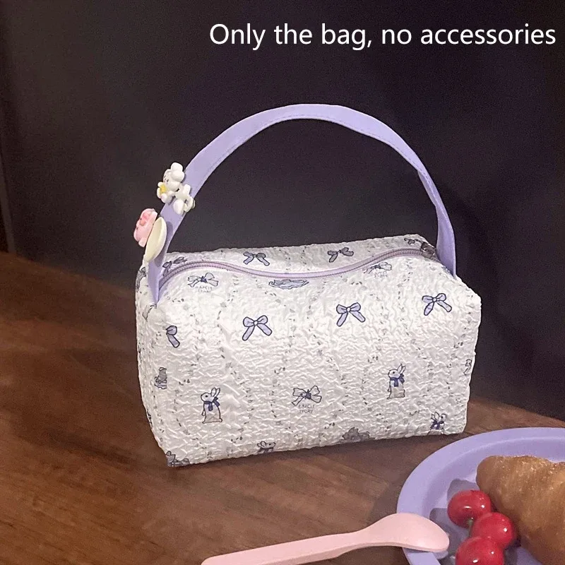 Pochette de maquillage Sweet Charismatic Purple Bow Bunny, grande capacité, sac de rangement de voyage pour accessoires de maquillage