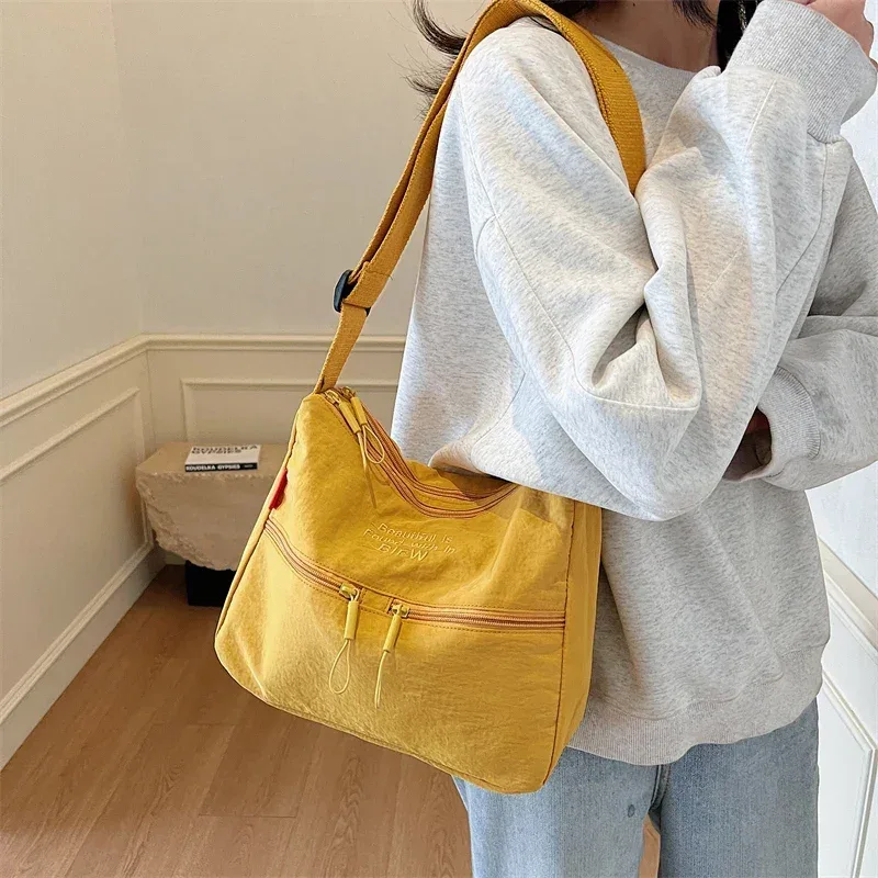 sac à main délavé pour femmes, pochette de voyage à la mode, multi-poches, imperméable, à bandoulière alertes onale, sacoche d'école douce et décontractée