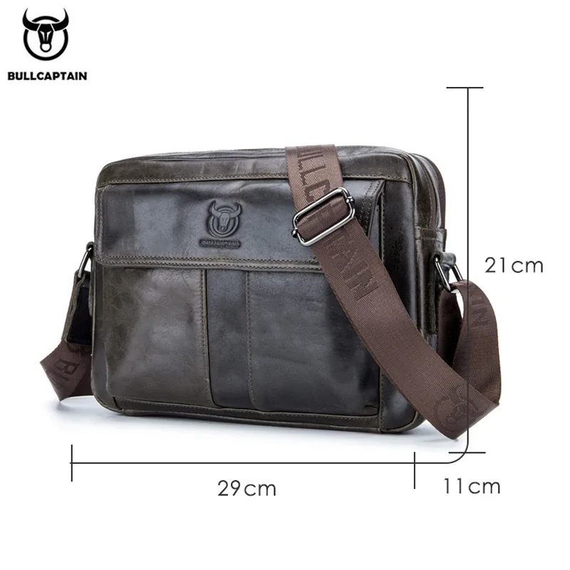 bullcaptain sac à bandoulière en cuir véritable pour hommes grande capacité sac à main multifonctionnel décontracté une mallette d'affaires de mode