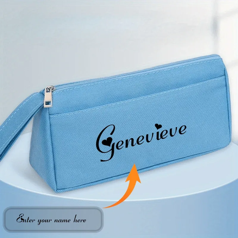 sac de rangement multifonctionnel personnalisable avec votre nom, élégant et minimaliste, trousse de maquillage, trousse de toilette, trousse à crayons