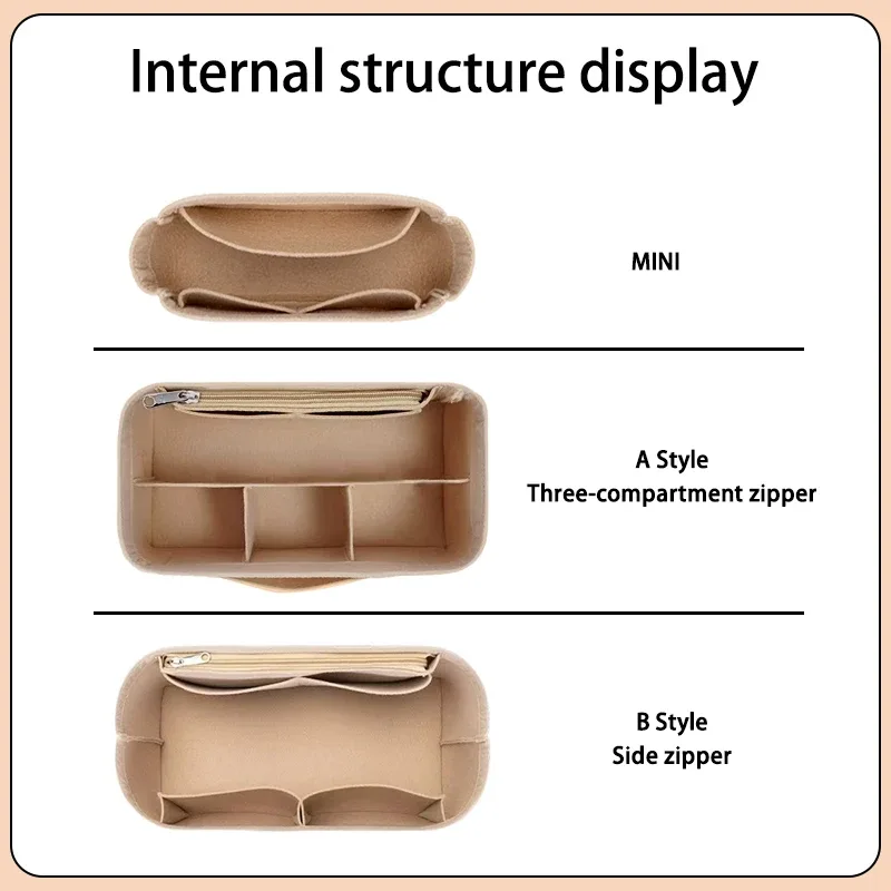 sac à main en feutre pour femmes, organisateur de cosmétiques, adapté pour h lindy mini 26 30 34, pochette intérieure à fermeture éclair, design de luxe