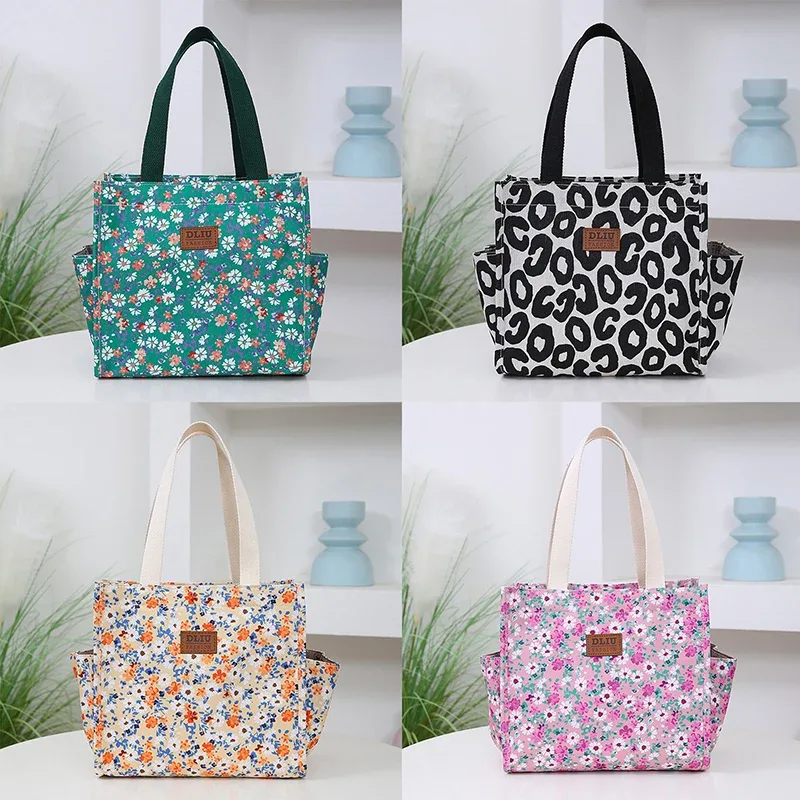 sac fourre-tout à la mode avec boîte à lunch zippée, sac à bento thermique, sac de transport à la main pour employés de bureau et mamans avec enfants