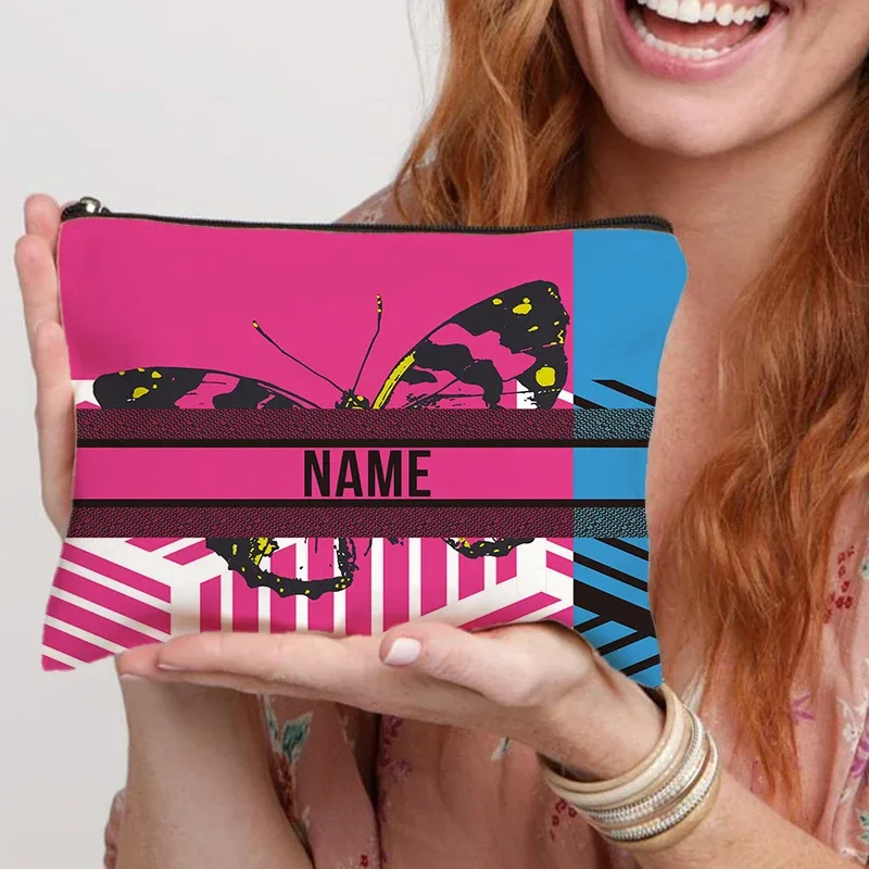 trousse de maquillage personnalisée avec nom pour femmes, cadeau pour enseignant, pochette cosmétique personnalisable, trousse de toilette de voyage, trousse à crayons scolaire
