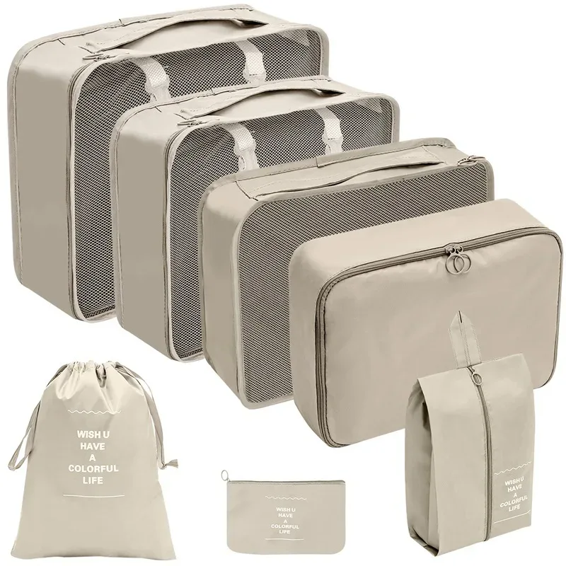 7/8/9 pièces nouvel ensemble organisateur de voyage sacs de rangement grande capacité valise stockage bagages vêtements tri organisateur ensemble pochette à chaussures