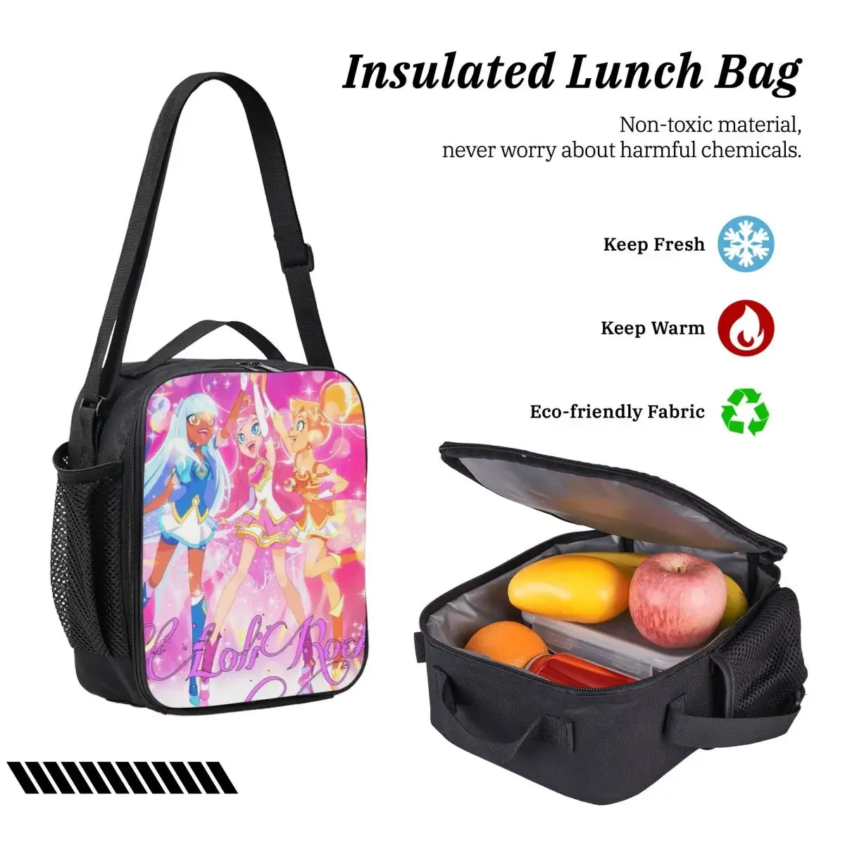 lolirock – sac à dos de dessin animé pour étudiants, sac d'école, sacs à bandoulière pour ordinateur portable, 3 pièces, sac à déjeuner isotherme, trousse à crayons