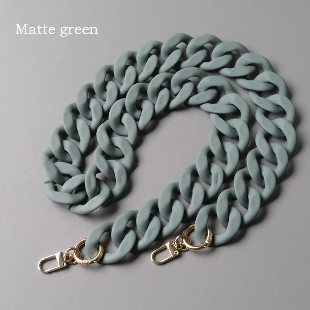chaîne silicone maillons entrelacés boucles dorées accessoire voyage sangle remplacement noir blanc marron rose pâle gris vert